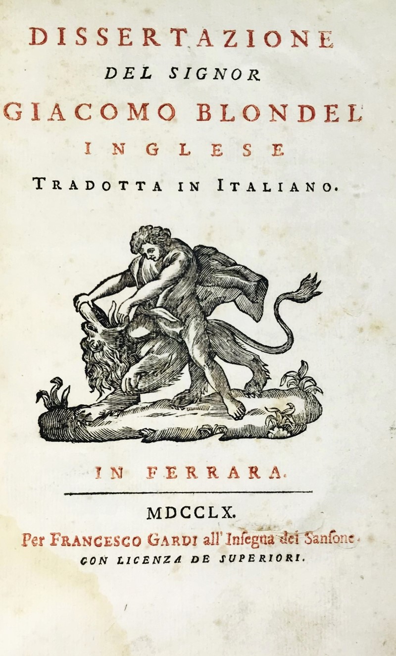 Essay on pregnancy. BLONDEL. Dissertazione: Della forza dell&#39;immaginazione  [..]
