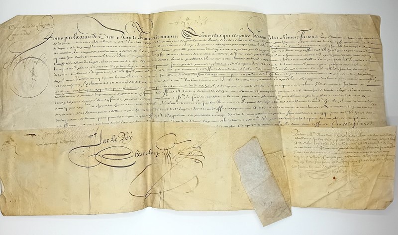 Parchment Manuscript. LOUIS XIV. Designation of Nicolas Bihorel to the position  [..]
