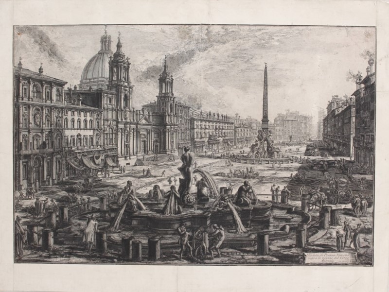 PIRANESI. Veduta di Piazza Navona sopra le rovine del Circo Agonale.  (1748)  -  [..]