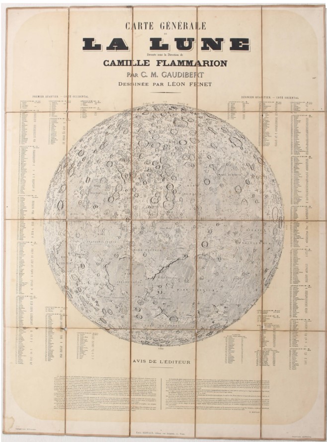 Moon. FLAMMARION. Carte g&#233;n&#233;rale de la lune.  (1877)  - Auction  [..]